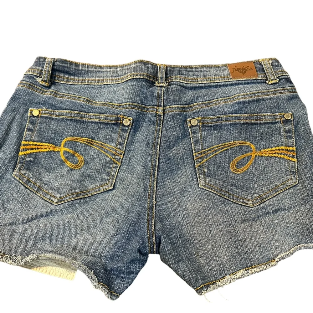 Justice frayed denim with sequins pockets shorts‎ size 16R girls